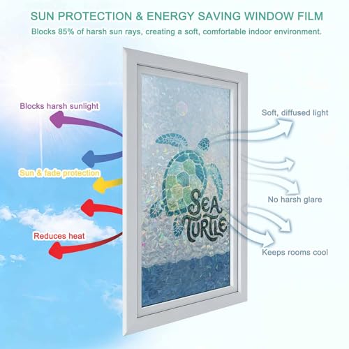 Película decorativa de ventana con tortuga azul miniatura 5