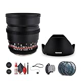 Rokinon 16mm T2.2 Cine Lens for Nikon F with 3-Piece Filter Kit, Hand Strap, Full Cleaning Kit, and Cap Keeper – Cinema Lens Bundle