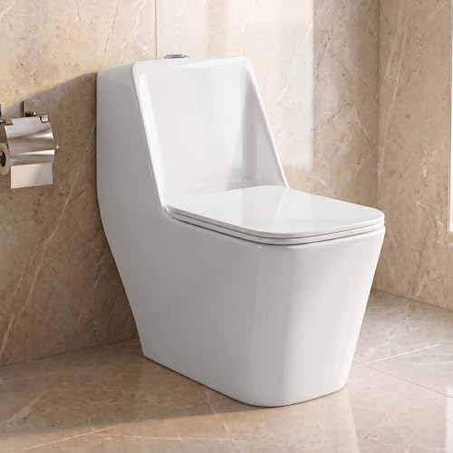 Image of WASSMIST Commode Toilet | One Piece Western Toilet for Bathroom with 10 Year Glaze Warranty | PP Soft Close Seat Cover | 225 mm S Trap
