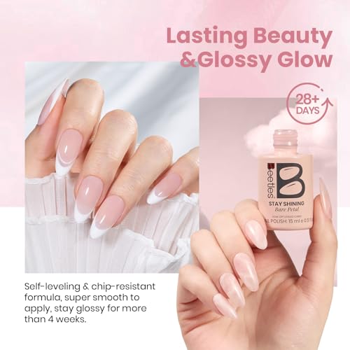 Image of Beetles Stay Shining Bare Petal Nude Gel Nail Polish - 15ml Jelly Neutral Nude Pink Gel Polish Base Color Nail Concealer Sheer Pink Soak Off UV Translucent Effect Manicure Gift for Women