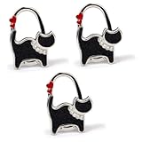 OATIPHO 3-teiliger Faltbarer Handtaschen-organizer Mit Strasssteinen Zinklegierung Tragbar Robust Für Cafés Restaurants Bars Damentoiletten Schwarz