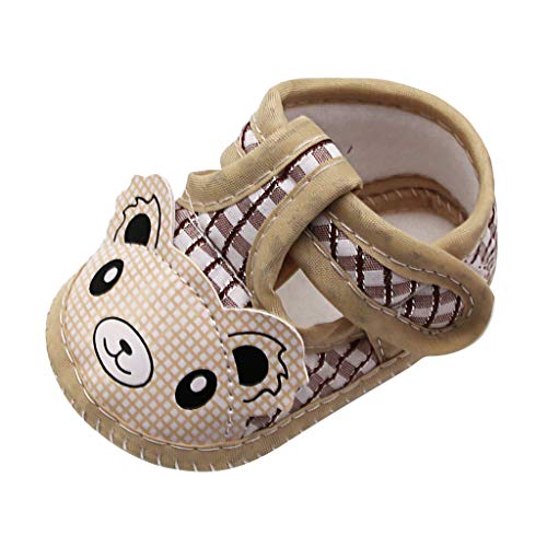 RYGHEWE Infant Baby Girls Sandals Plaid Cartoon Bear Summer Shoes Soft Sole T-Strap Toddler First Walker Shoes