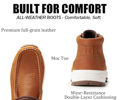 Image of SUREWAY Men's Chukka Boots,Fashion and Comfort Driving Shoes,Lightweight Durability Leather Moc Toe Work Boots