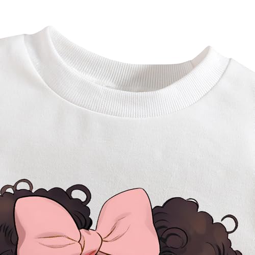 Image of Nivne Tco Toddler Girls Clothes Set - 2 Piece Cartoon Print Round Neck Sweatshirt & Sweatpants - Girls Spring Fall Outfits