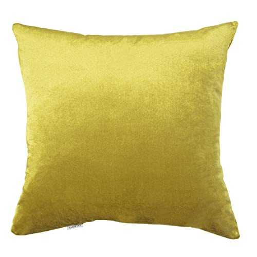 Image of Cazimo Velvet Cushion Covers for Bed, Sofa and Couch - 16 * 16 inches | Ideal for Living Room | Set of 2, Yellow