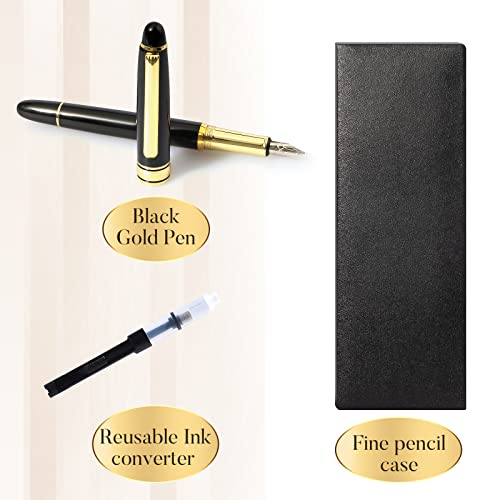 Pafuwei Luxury Fountain Pen Set,0.5Mm Ink Pen With Fountain Pen Case Refillable Fountain Pen Ink Pens Medium Point For Writing Men Father's Day (Gold) #TOP3