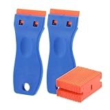 2 Pcs Plastic Razor Blade Scraper and 20 Pcs Blades, Sticker Remover Cleaning Scraper Tool for Decals Labels Paints