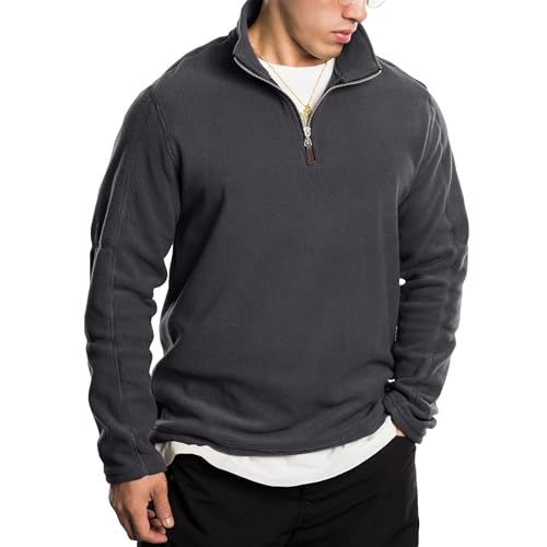 Sweatshirts for Men Slim Fit Oversized Winter Fleece Sweaters Long Sleeve Stand Collar Casual Quarter Zip Pullover2