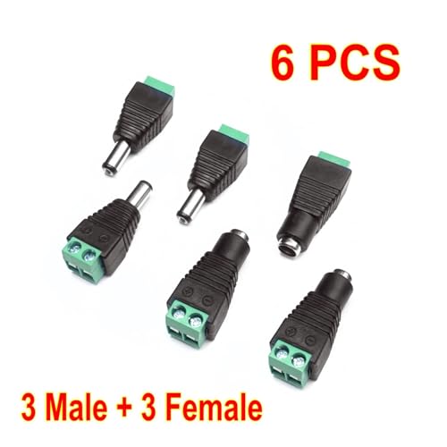 JZK 3 Pairs 5.5mm x 2.1mm DC power adaptor connector, 12V male female screw terminal connector, DC socket/plug adapter for CCTV security camera, router, LED strip light - Image 2