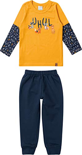 Conjunto Camiseta + Calça, Malwee Kids, Meninos, Amarelo Mostarda, 3