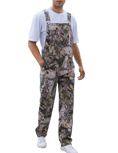 Yuanbang Camo Overalls for Men Work Utility Coveralls Bibs Romper Jumpsuit with Zipper Fly(Camouflage XL)