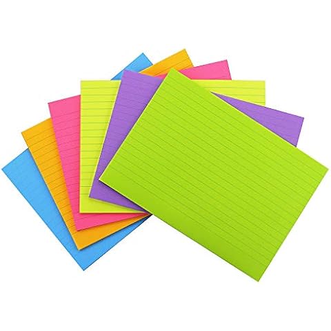 Early Buy Lined Sticky Notes with Lines 8x6 Self-Stick Notes 6 Bright Color 6 Pads, 45 Sheets/Pad Cover