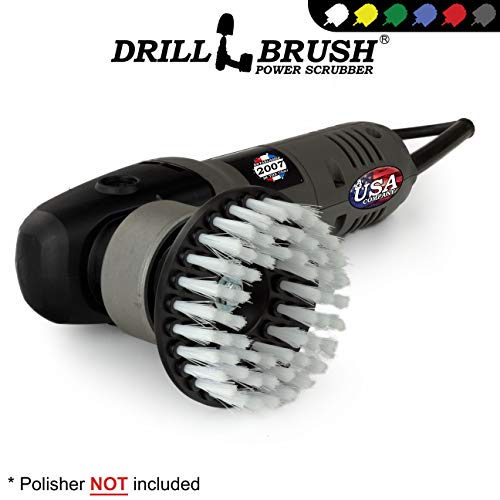 Polisher - Scrub Brush - Carpet Cleaner - Rug - Da - Buffer Polisher - Soft White Bristles With Threaded Shaft - Fits - Dual Action - Rotary - Positive Drive Polishers - Glass Cleaner - Carpet Brush #TOP3