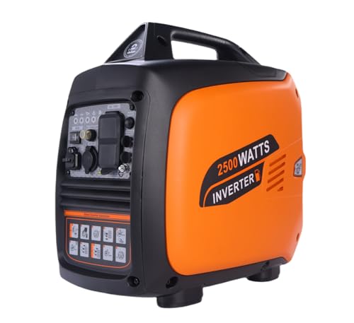 2500W Portable Gas Generator, Super Quiet Inverter Generators with CO Sensor, ECO Mode, Parallel Socket & Multiple Outputs, Small Generator for Camping Home Use & Emergency Home Backup