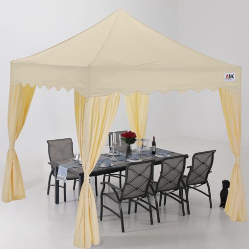 Image of ABCCANOPY Patio Pop Up Canopy Tent with Curtain 10x10 Event-Series (Beige)