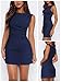 MIYIEONZ Womens Summer Boat Neck Mini Dress Sleeveless Ruched Slim Fit Going Out Party Club Bodycon Dresses Small Navy Blue