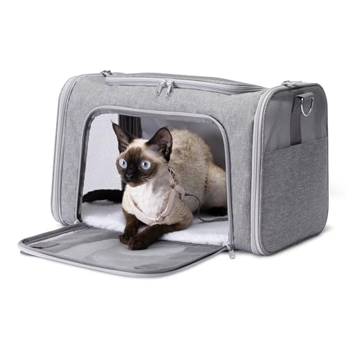 Amazon Basics Soft Cat & Dog Carrier with Adjustable Shoulder Strap, Airline-Approved, Foldable and Portable Design, Mesh Ventilation, Folds Flat for Storage by Amazon Basics - Used condition - CA$27.07