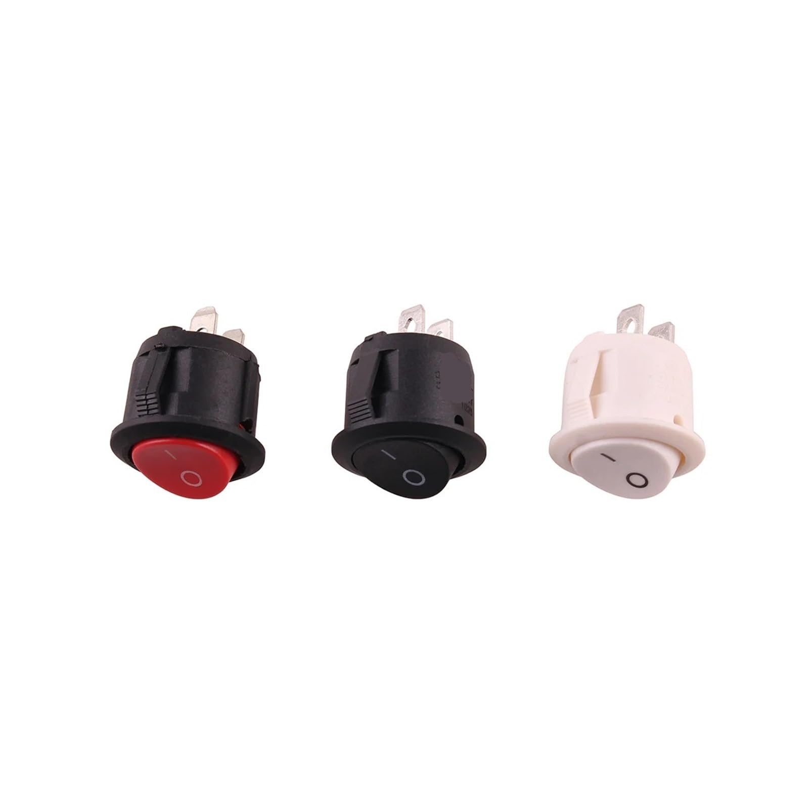 Interruptor Basculante Circular De Encendido/Apagado 2 Pines 20mm Diámetro 6A/250VAC 10A 125VAC Botón Plástico(White,1pcs)