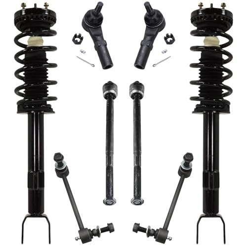Image of Detroit Axle - Front Struts w /Coil Springs Sway Bar Links Outer Inner Tie Rod Ends Replacement for 2011-2014 Chrysler 300 C RWD - 8pc Set