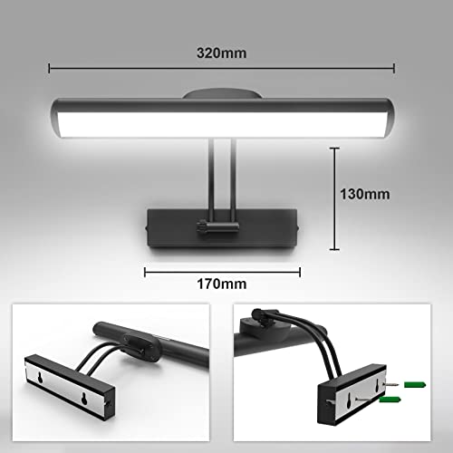 12.6In Remote Control Painting Display Lights, Battery Operated Picture Lights Rotatable Light Heads Of 3 Lighting Modes, Dimmable Display Lamp With Timer For Display,Wall,Artwork,Portrait,Gallery #TOP4
