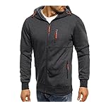 Kroivil Men Hoodies Casual Hoodies for Men with Zip Pockets Full Zip Long Sleeve Sweatshirt Sports Hooded Jacket
