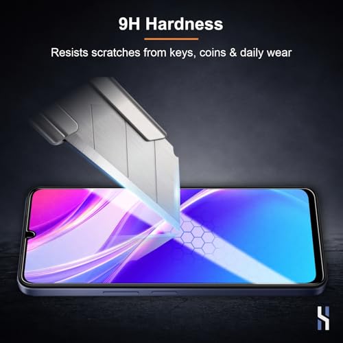 Image of Tempered Glass for Vivo Y11 and Vivo Y21 (6.74 Inch) - Military Grade 9H Screen Guard, Anti-Scratch, Shatterproof, Edge to Edge Full Coverage - Black Border