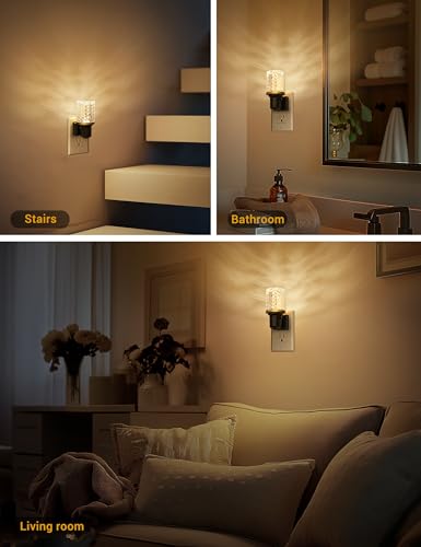 Image of JandCase LED Night Light, Dimmable Night Lights Plug into Wall, Modern Nightlight with Auto On Off Light Sensor, 3000K Soft White Night Light 0-100LM Brightness for Bathroom Hallway Bedroom Decor