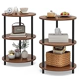 XBurmo Mesa auxiliar redonda pequeña – Mesa decorativa de diseño de 3 niveles, sala de estar o espacios