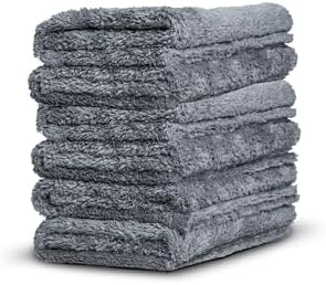 Adam's Borderless Grey Microfiber Towel (6pk) - Premium Ultra Sof...