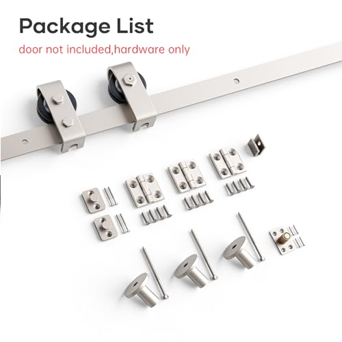 EaseLife 40" Brushed Nickel Bi-Folding Sliding Barn Door Hardware Track Kit for 2 Closet Door,Top Mount,Heavy Duty,Slide Smoothly Quietly,Easy Install,Hardware Only (Fit for Double 18" Wide Door)