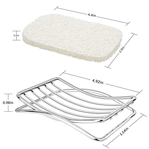 Guukar Soap Dish Stainless Steel Bar Soap Holder For Shower Bathroom, Self-Draining Soap Dishes Sponge Holder For Kitchen Sink, Easy Cleaning Quick Dry(With White Soap Saver) #TOP7