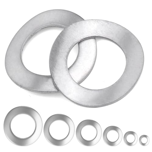 Curved Washer Assortment Kit, 225pcs Curved Spring Washer d3 d4 d5 d6 d8 d10 Metric Crankset Shaft Washer -304 Stainless Steel