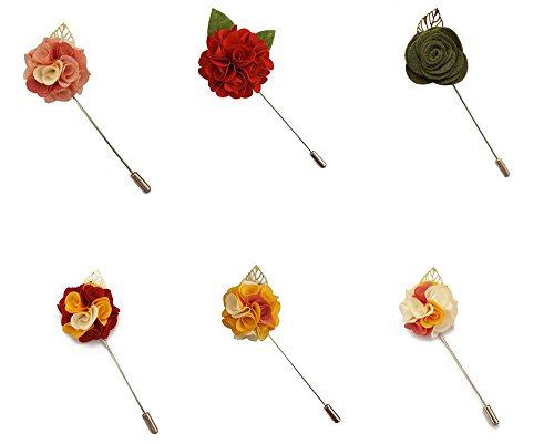 WeiShang Men's Lapel Pin Flower Handmade Boutonniere for Suit (Pack of 6_4)