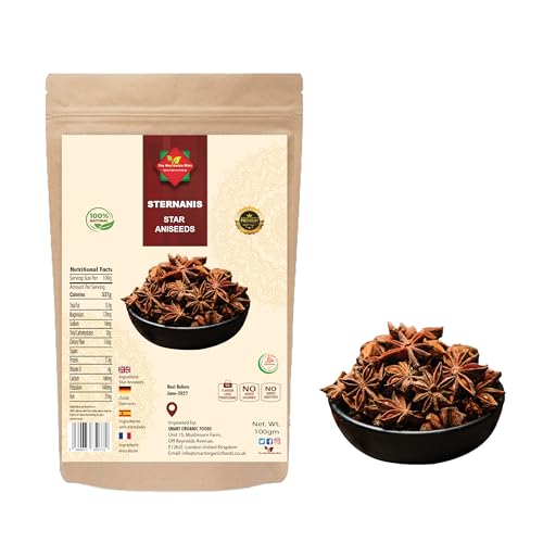 Sternanis Ganz 100g Star Anise/Anis Sterne Gewürz Sternanis für Tee Chai Pho Kochen & Backen Aromatischer Sternanis 100% Natürlich Vegan Ohne Zusätze Non-GMO