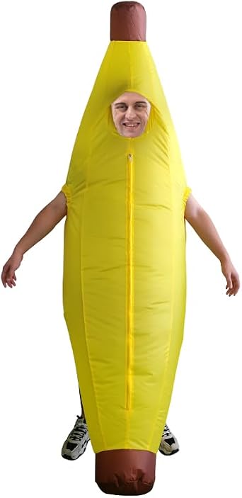 Inflatable Banana Costume for Adults Funny Blow Up Fruit Suit for Halloween Bachelor Party Birthday Gift Cosplay Bar Party