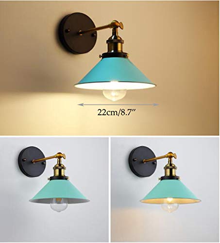 Image of ANYE Wall Sconces with UL Plug-in Button Black Cord Retro Minimalist Style Macaron Light Green Iron Lampshade Decor Lights Fixtures for Loft Cabinet Kitchen Hotel Bulb Sold Separately