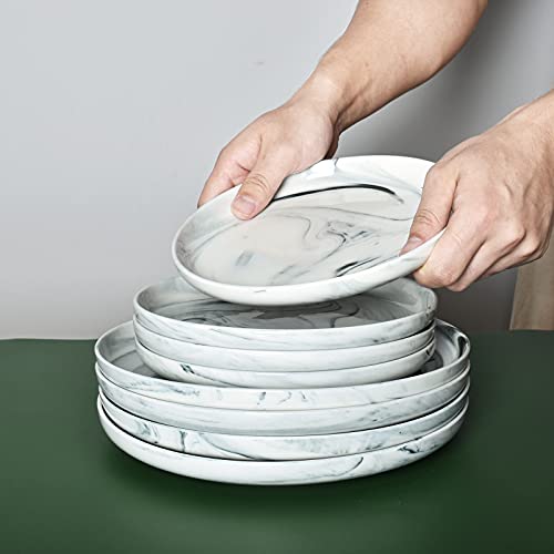 Bosmarlin Marbling Ceramic Dinner Plates, 10 Inches, Set Of 4 For Salad, Pasta, Dessert, Microwave And Dishwasher Safe (Grey, 10 In) #TOP5