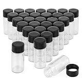 Kesell 10pcs Borosilicate Glass Sample Vial with Black Screw Cap, 5ml Clear Bottles with Scale