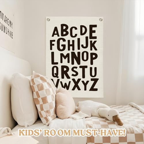 MOFUYU Toddler Room Decor,Alphabet Numbers Linen Canvas Banner,Classroom ABC Banner Wall Hanging Flag Decor for Preschool Kindergarten Toddler Playroom Nursery Classroom 18x25 Inch by MOFUYU - Image 5