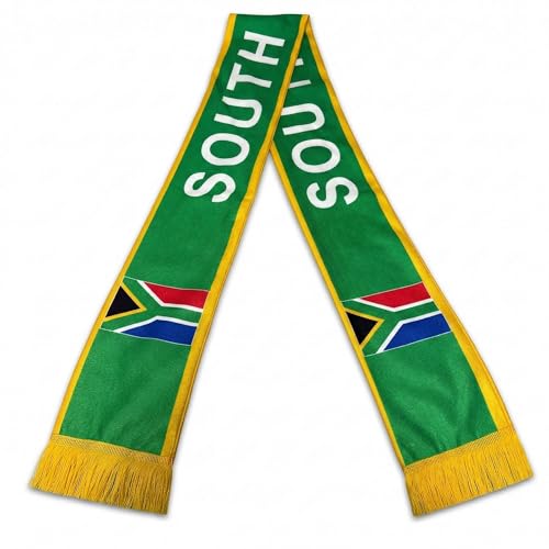 COUVER Reversible National Soccer Fan Scarf - Soft Knit Polyester Country Flag Design For Sports, Fan Accessory for Game Day, SOUTH AFRICA