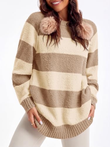 Image of Saodimallsu Womens Oversized Sweater Fuzzy Long Sleeve Casual Tunic Sweater