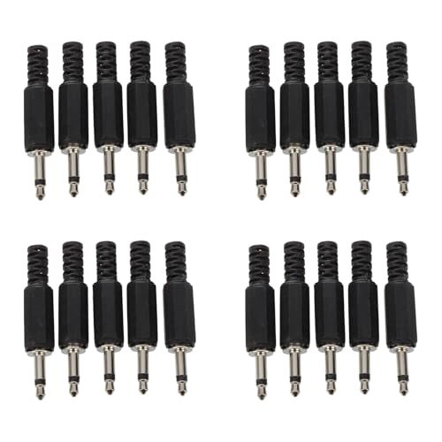 Bannik 20x黒のプラスチック製3.5mmオスモノラルプラグジャック オーディオアダプタコネクタ