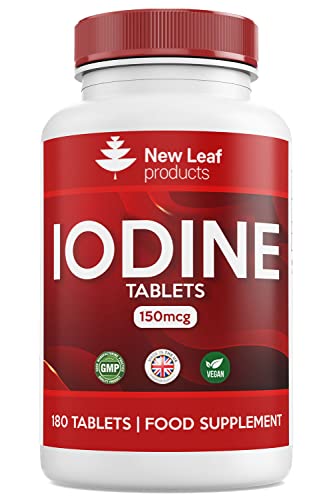 New Leaf Iodine Tablets 180 Pack - Vegan, Potassium Iodide Source