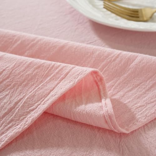 Nappe rectangulaire vintage coton 135x250cm rose pour table de cuisine - 7