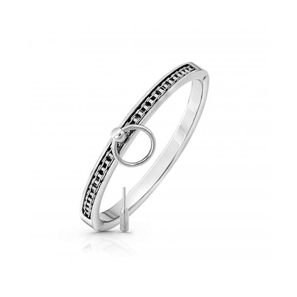 Mens-Shop24 Massiver Edelstahl Halsreif Halsband Halskette Erotik Punk Gothic SM Szene mit O-Ring und Kette Biker – Bild 3
