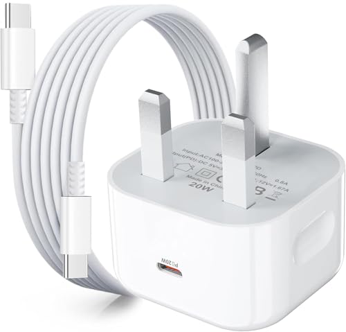 iPhone 15 Charger USB C Charger [MFi Certified] 20W PD Type-C Fast Charging Wall Plug for iPhone 15/15 Pro/15 Plus/15 Pro Max/16/16 Pro/16 Plus/16 Pro Max, USBC UK Power Adapter (Cable Included)