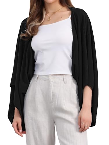 Image of Seta T Women's Linen Cardigan Spring Summer 3 /4 Sleeve Open Front Loose Cover Ups Lightweight Shrug