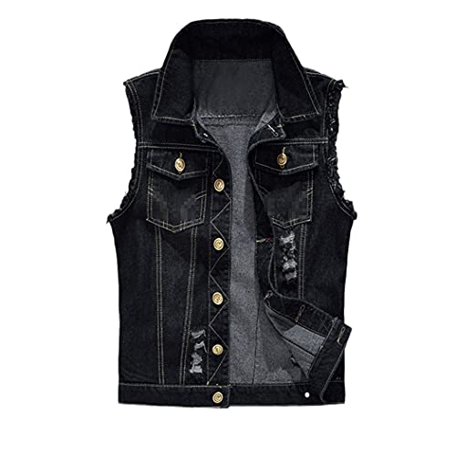 Gilet en jean pour homme veste cowboy sans manches ample pour masquer les formes