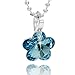 butterfly Enfant Fille Argent Chaîne 925 Swarovski Elements Originaux Fleur Bleu Clair Longueur Réglable Sacs en Satin Cadeaux de Bijoux Pour Enfants