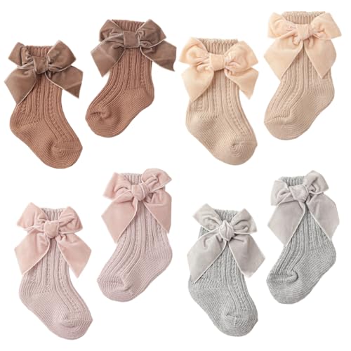 Lista de Calcetines hasta la rodilla para Niño los 5 mejores. 41 4 pares de calcetines hasta la rodilla para bebé niña seguros bonitos suaves y cómodos de algodón con lazo para bebés y niños pequeños.